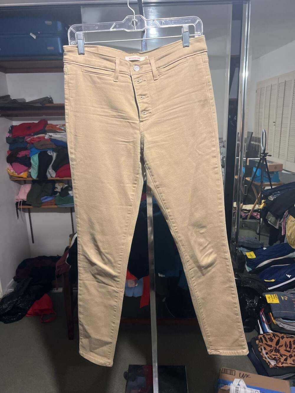 Levi's 311 Shaping Skinny Size 29 Tan Pants Exposed Button Fly